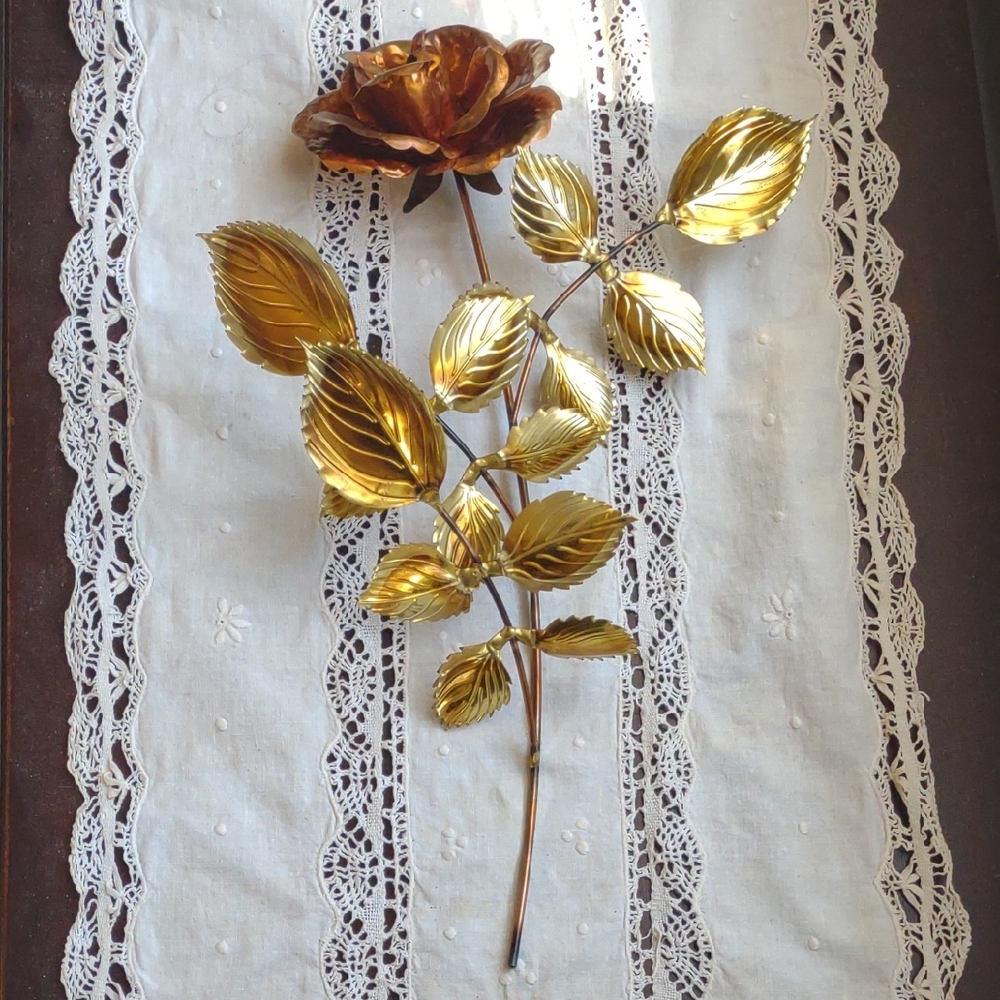 Gold and Copper Metal Rose Decor